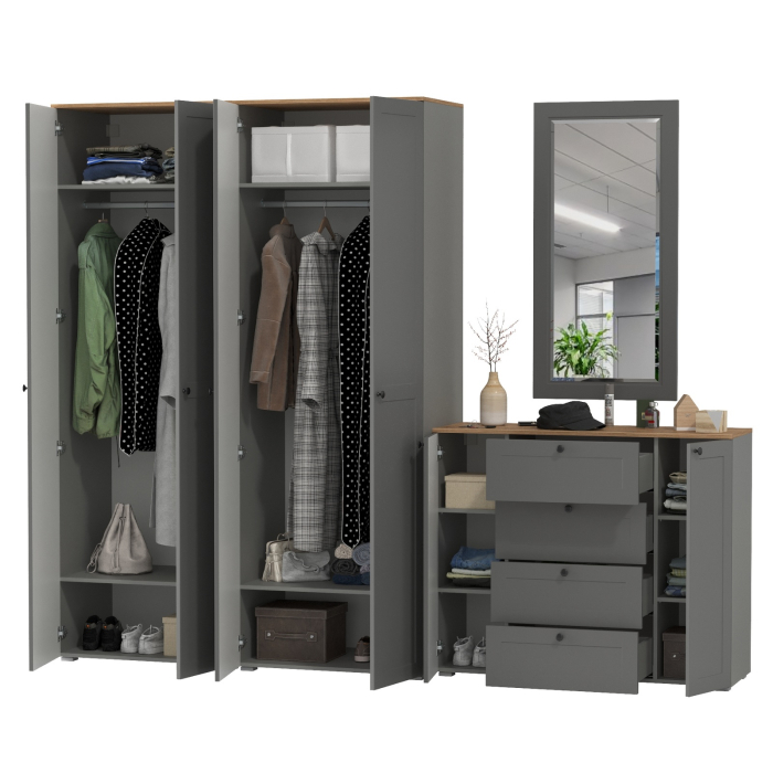 Прихожие, Два платяных шкафа Остин и комод с зеркалом