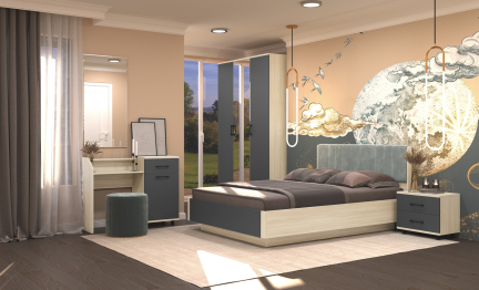 Модульная спальня Грейс композиция 3  Ясень Асахи