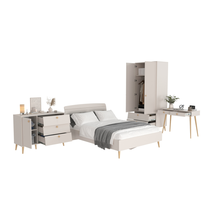 Спальные гарнитуры, Столик с комодом и шкаф-комодом и кроватью 1400 Афина