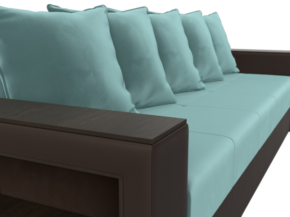 Диваны прямые, Диван прямой Дубай Лайт полки слева, велюр/экокожа