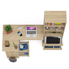 Стеллаж-комод Мори МСТ600 3 ящика и стол угловой компьютерный МС-16 левый