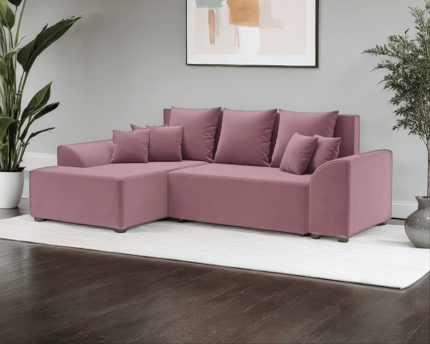 Диваны угловые в гостиную, Диван Каскад Левый угол (Велюр)