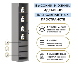 Шкаф однодверный Макс 500 мм, вариант №5 (ЛДСП)