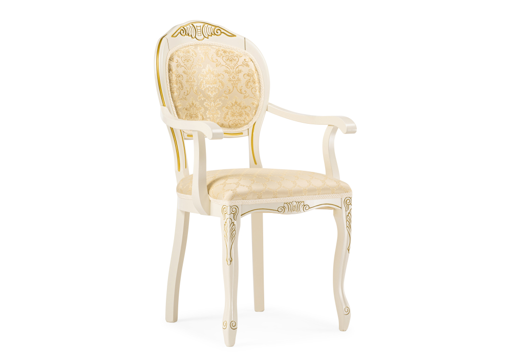 Стулья, Стул деревянный Лауро (патина золото) с подлокотниками
