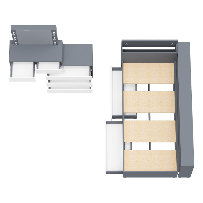 Спальные гарнитуры, Столик косметический с лампочками 110 и Ксения 900 односпальная кровать с ящиками и прикроватным блоком