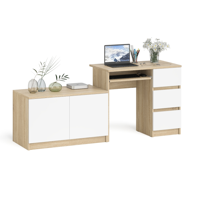 Прямые компьютерные столы, Тумба Мори МА900.1 и стол компьютерный МС-6 ящики справа