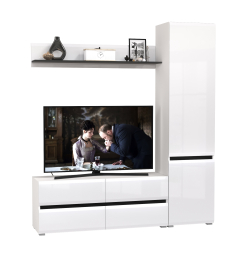 Широкий шкаф-пенал Сидней с полочкой и ТВ-тумбой