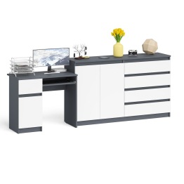 Тумба-комод Мори МК-1600.1 со столом компьютерным Мори МС-1 левым