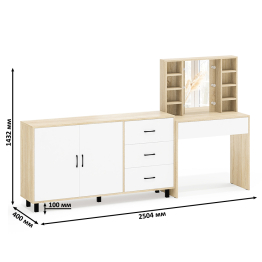 Косметический cтол с подсветкой и ящиком 115 и комод 123-1604