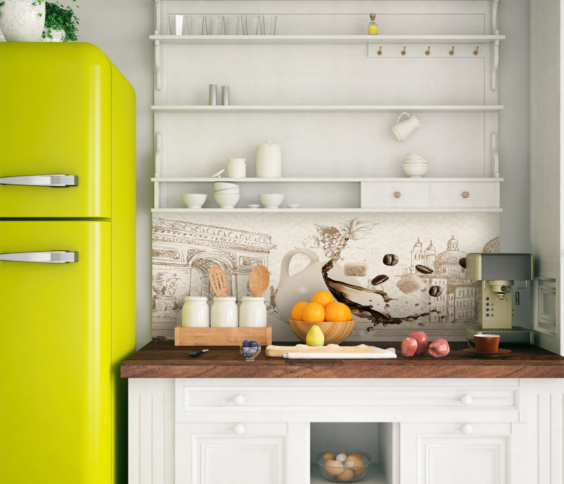 Стеновые панели, Интерьерная панель из стекла 1000*600*6 мм MGF16_сладкий_кофе