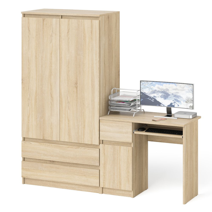 Компьютерные столы, Шкаф-комод Мори МШ900 2 ящика и две дверки со столом компьютерным МС-1 левым Мори
