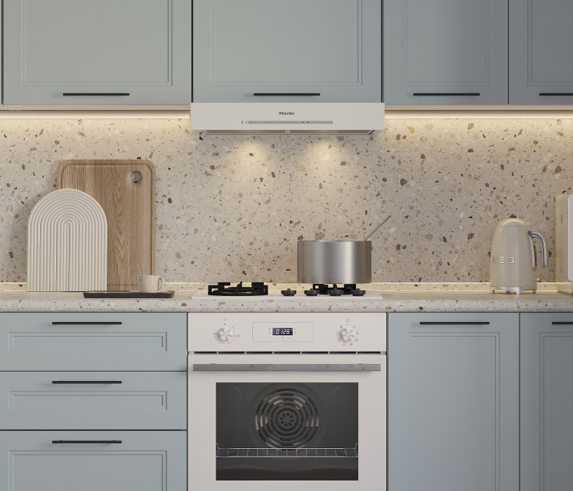 Кухонные гарнитуры, Кухонный гарнитур с антресолью Регина Белый/МДФ Modern Серый 2,6 м