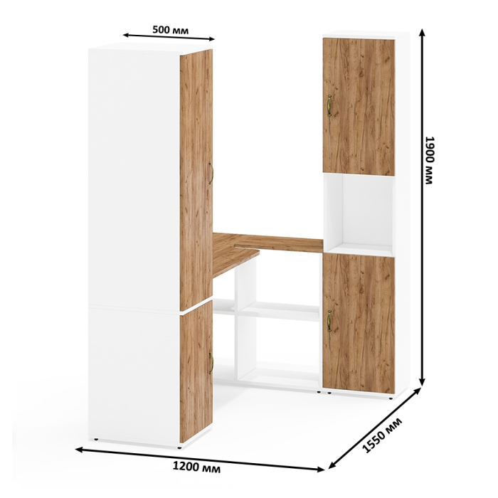 Домашние кабинеты, Письменный стол-трансформер Лидер-8 с пеналом для одежды и пеналом с нишей
