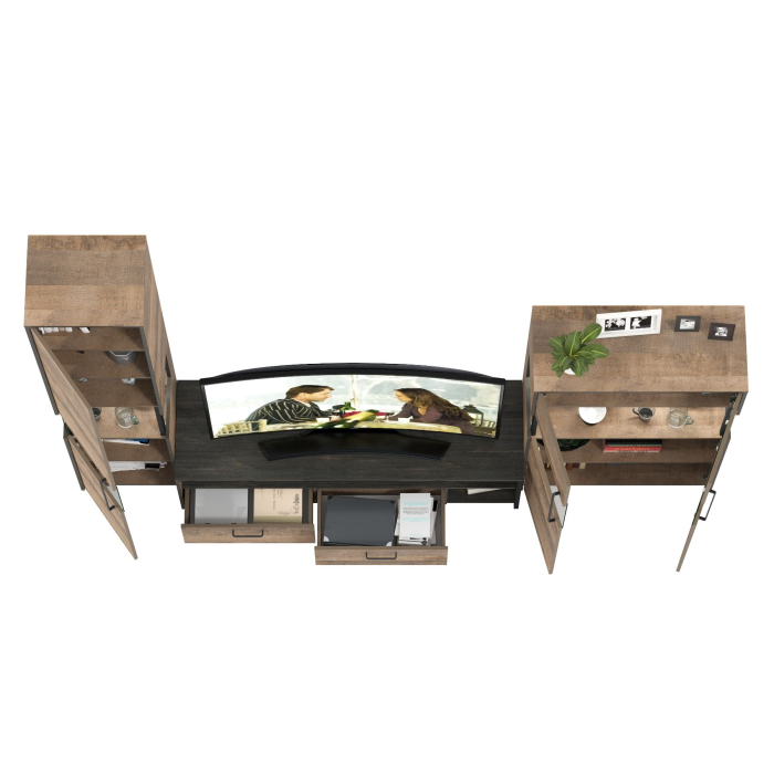 Стенки для гостиной, Мебель для гостиной в стиле лофт с подсветкой Трувор № 26