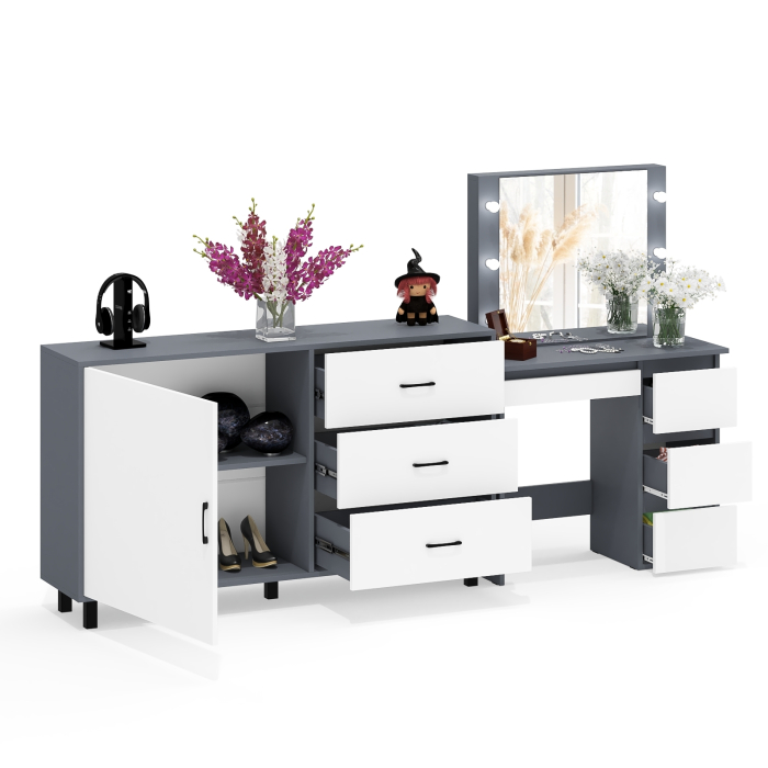 Туалетные столики, Столик косметический с подсветкой Сура и тумба-комод 122-1504