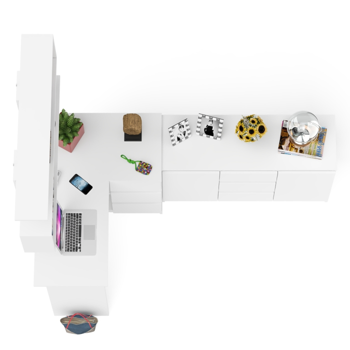 Домашние кабинеты, Стол компьютерный угловой МС-16 правый с навесной полкой и тумбой МК-1200.3 Мори