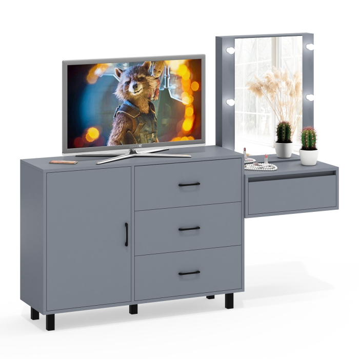 Туалетные столики, Комод с дверками и ящиками 122-1204 и косметический столик навесной с подсветкой