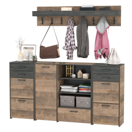 Две вешалки для одежды с полкой с двумя тумбами для обуви и комодом-тумбой с дверкой Трувор