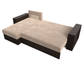 Диван угловой Дубай Лайт, велюр/экокожа, левый угол