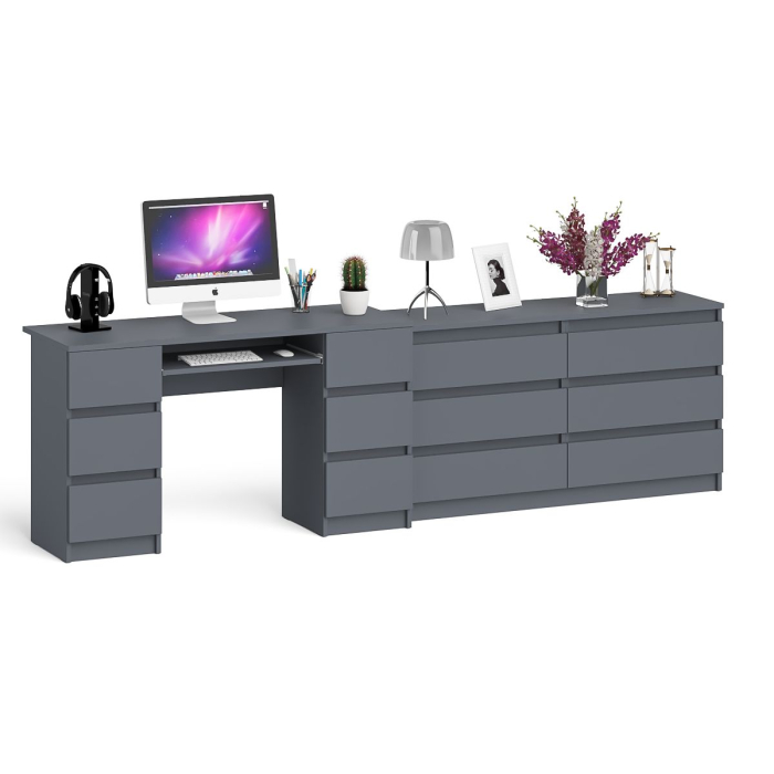 Компьютерные столы, Стол компьютерный МС-2 на шесть выдвижных ящиков и комод МК1380 Мори