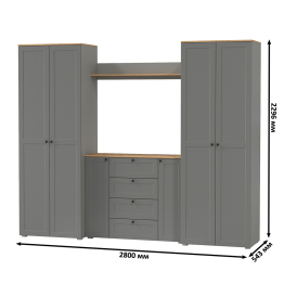 Прихожая Остин из двух платяных шкафов, комода и открытой полки