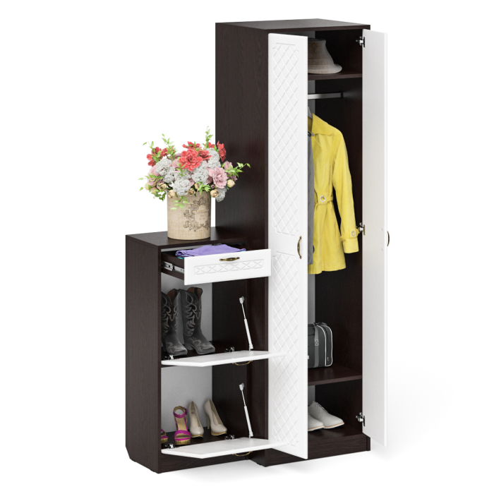 Прихожие, Шкаф с тумбой для обуви 2 секции П-6 № 16 МДФ фрезеровка ромб