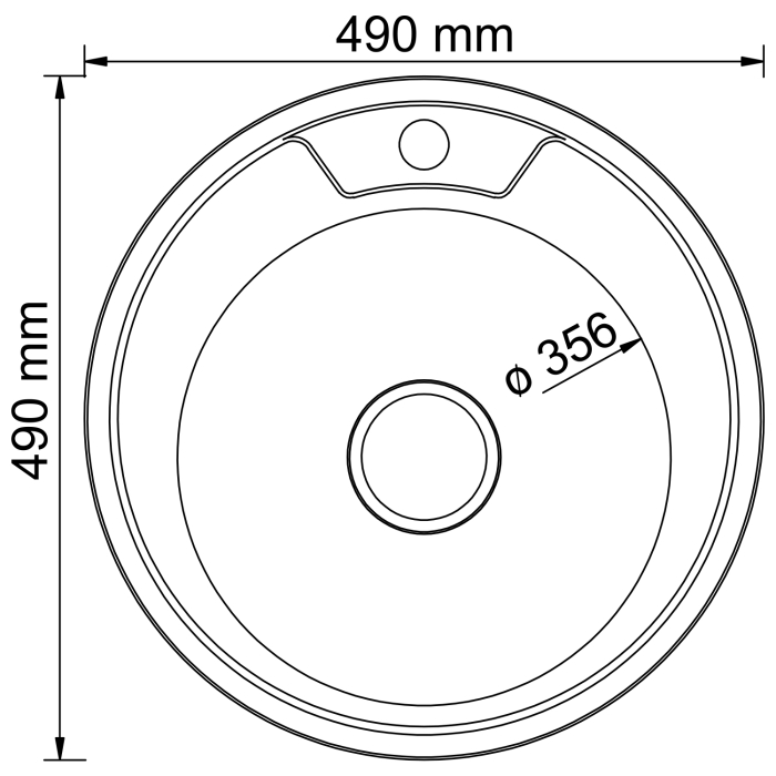 Кухонные мойки, Мойка круг d 49 (0,8) вып 3 1/2 MIXLINE (глуб чаши 18см) с сифоном