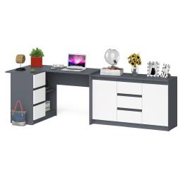 Тумба-комод ящики по середине и дверки по бокам Мори МК1200.3 и стол компьютерный МС-16 левый