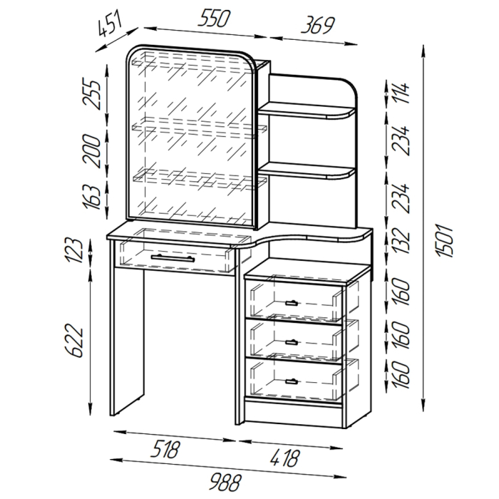 С зеркалом, Трюмо Верона 4-25101
