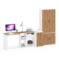 Домашние кабинеты, Тумбочка для бумаг три ящика Лидер-8 и стол с бельевым шкафом 20Б