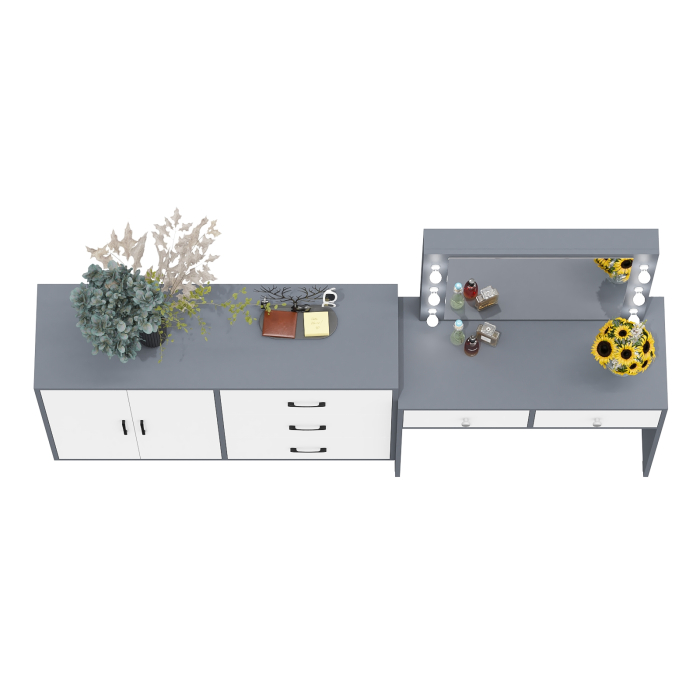 С зеркалом, Комод 123-1204 и косметический столик с подсветкой СТ-5