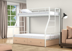 Для подростков, Двухъярусная кровать Раута Твист ящики дуб молочный