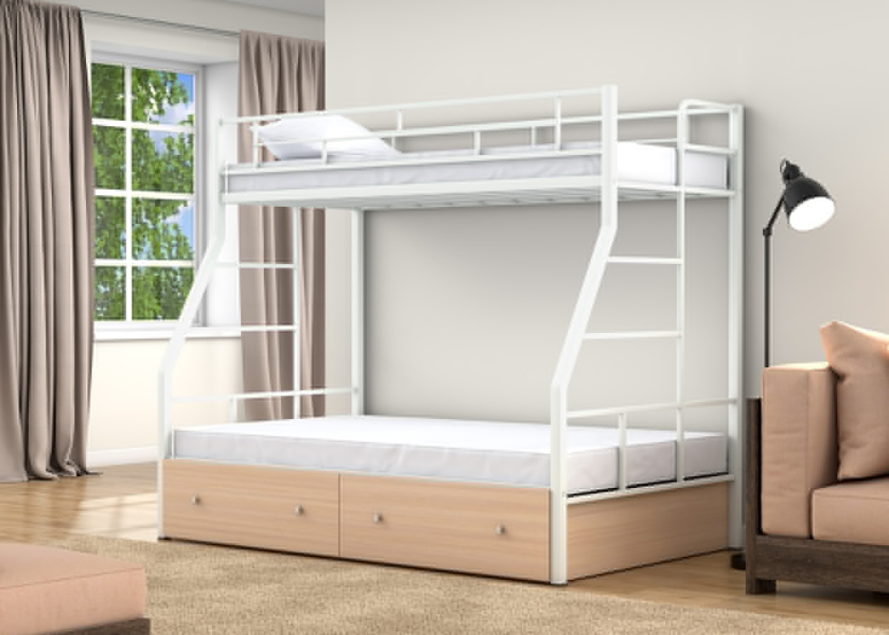 Для подростков, Двухъярусная кровать Раута Твист ящики дуб молочный