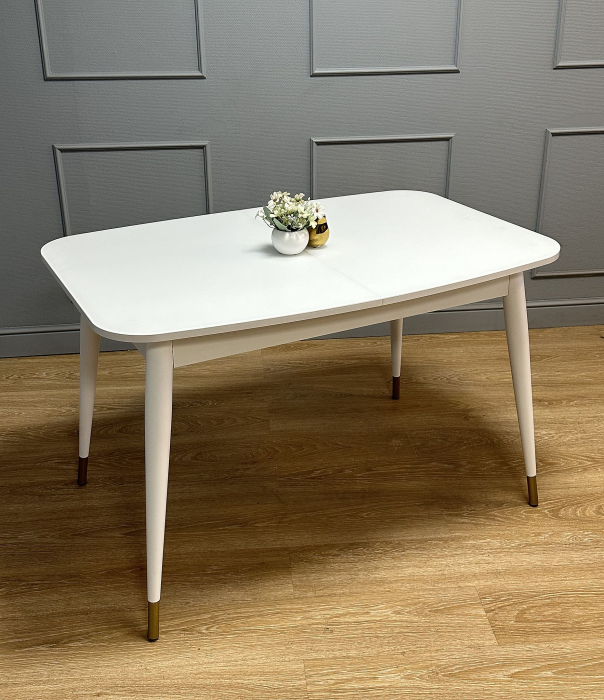Обеденные столы, Стол Kenner K1250 раздвижной, стекло белое сатин