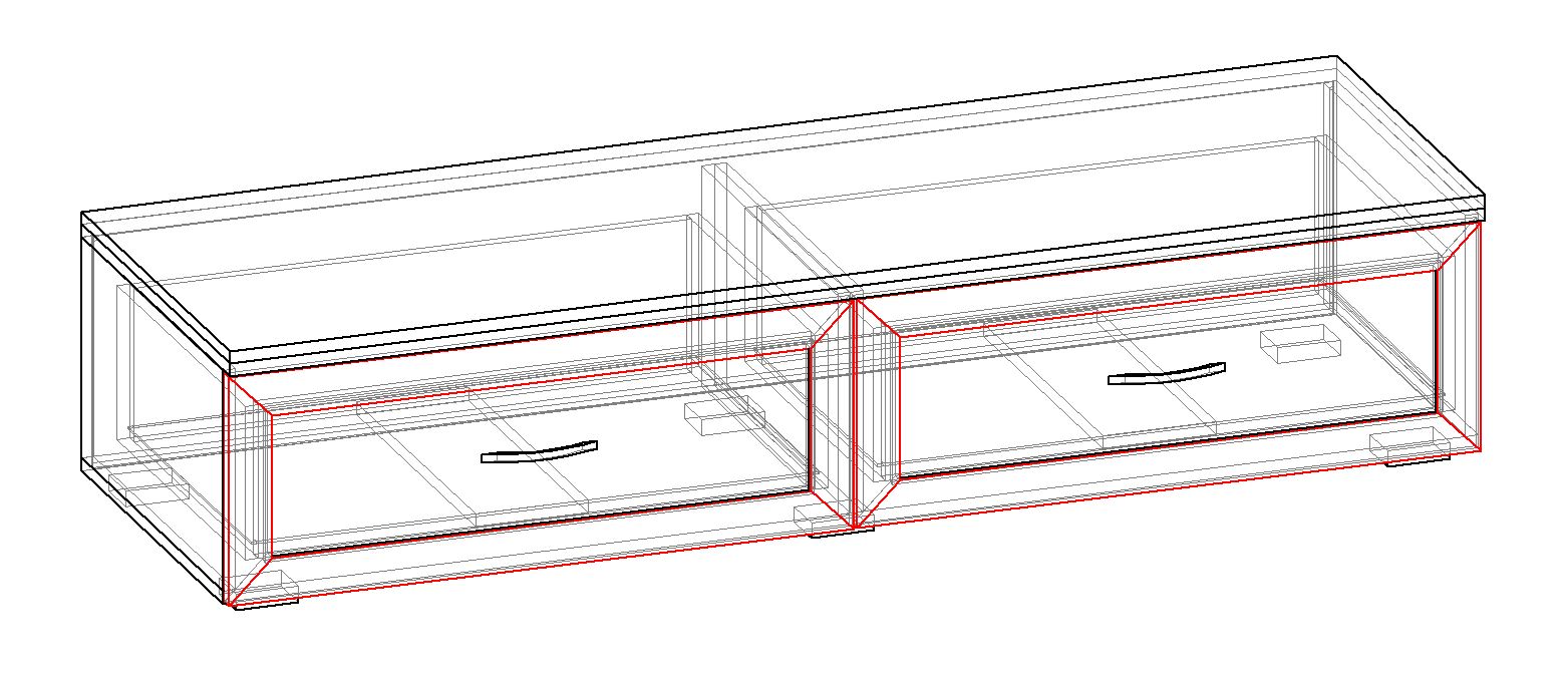 Тумбы, Тумба 2 ящика 1600 КВАДРО габарит 1600х516х350