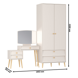 Трюмо с зеркалом Афина и платяной шкаф-комод 2-х дверный