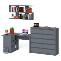 Домашние кабинеты, Стол угловой компьютерный Мори МС-16 левый с комодом на 10-ть ящиков и полкой на 1200