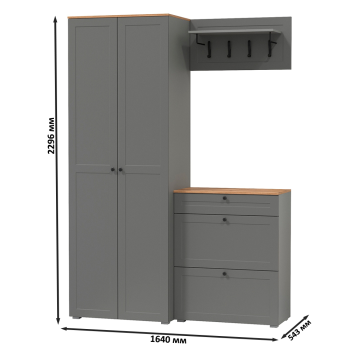 Прихожие, Шкаф 2-х дверный с обувницей и вешалкой для одежды с полкой Остин