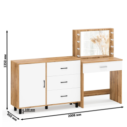 Косметический стол с подсветкой и выдвижным ящиком СТ-4 и комод 122-1204