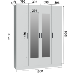 Шкаф комбинированный Ларс 1600 (с зеркалом)