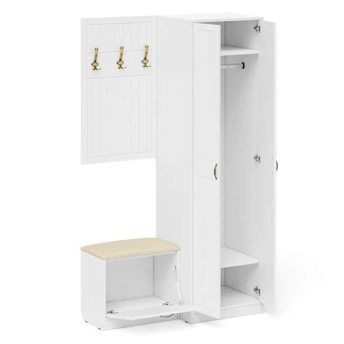 Прихожие, Шкаф в прихожую с обувницей с сиденьем и вешалкой П-6 № 12 МДФ фрезеровка прованс