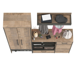 Шкаф для прихожей с вешалкой для одежды и широким комодом Трувор