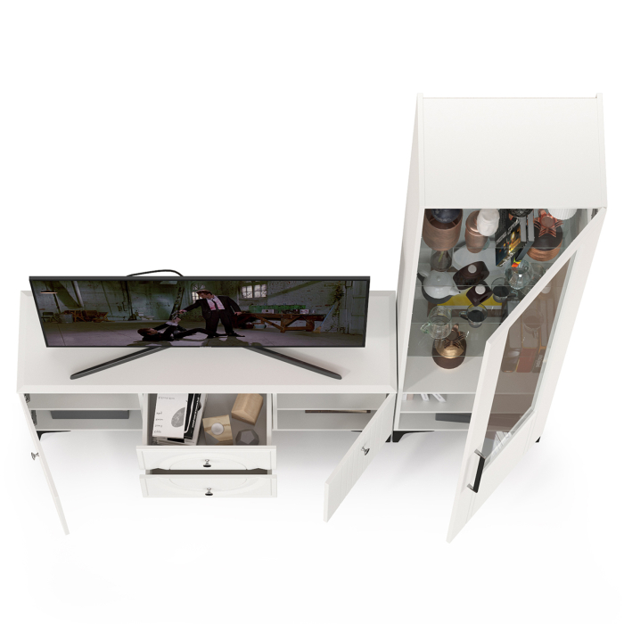 Стенки для гостиной, ТВ-тумба с пеналом Валенсия № 54