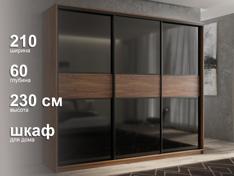 Шкафы-купе 3-х дверные, Шкаф-купе 3х дверный Кааппи 12 210х60