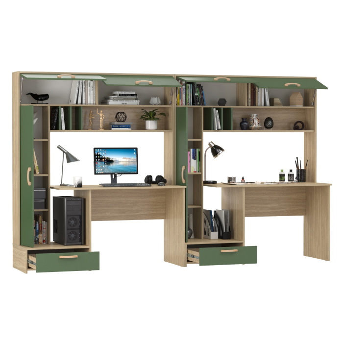 Прямые компьютерные столы, Лайт столы письменные 03.243Н с верхними полочками