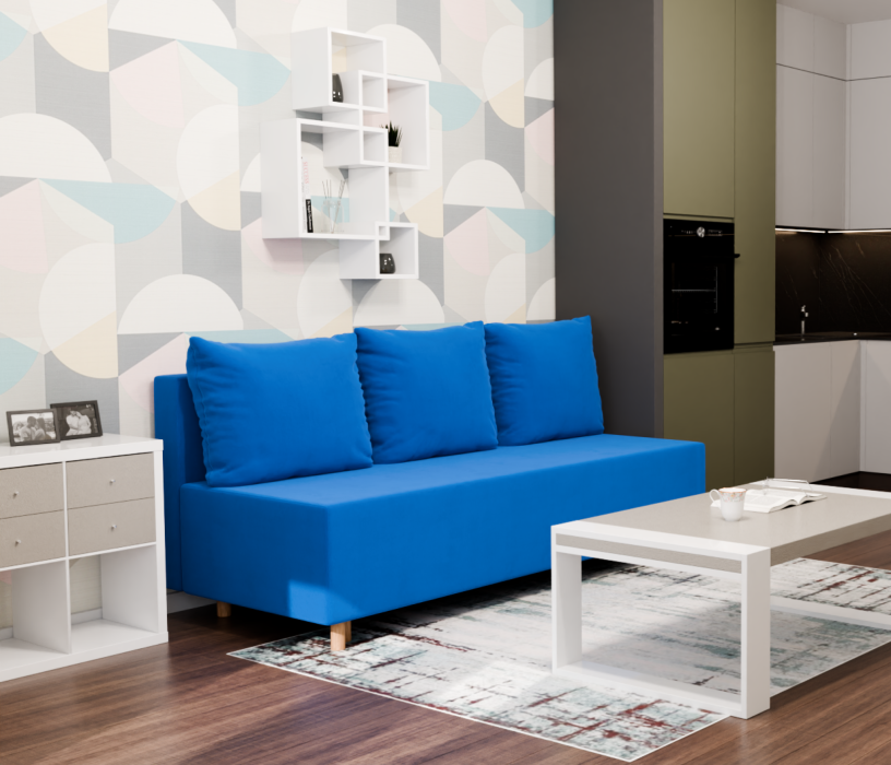 Диваны кровати со спальным местом, Прямой диван Лайт,еврокнижка,велюр