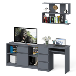 Тумба Мори МТВ1204.1 с компьютерным столом МС-6 левый и полкой 900