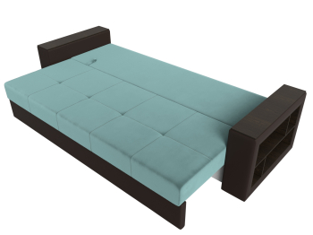 Диван прямой Дубай Лайт полки справа, велюр/экокожа