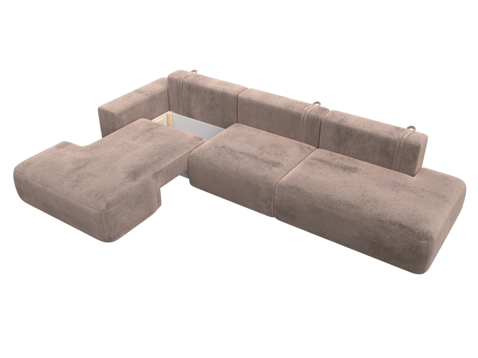 Диваны угловые в гостиную, Диван угловой Лига-036 НПБ Модерн Лонг левый угол, велюр TOWER