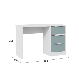 Стол письменный Марли Тип 1, белый, серо-голубой